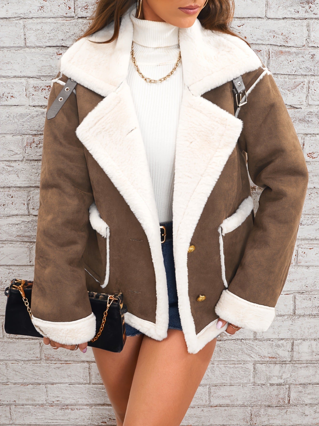Beautiful Polo Collar Plush Jacket